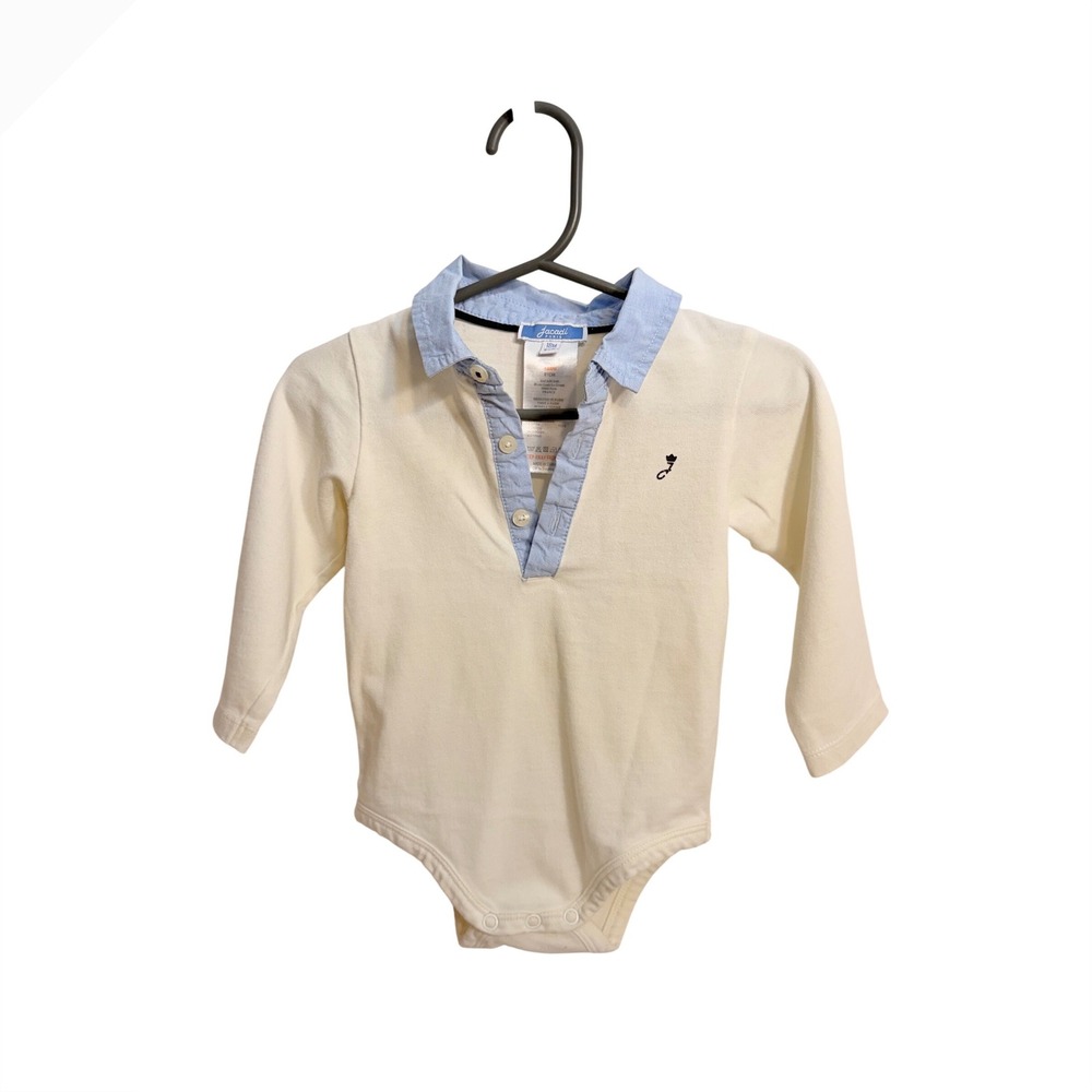 NWT! JACADI Paris  | Cream Blue Embroidered Bodysuit 18M |